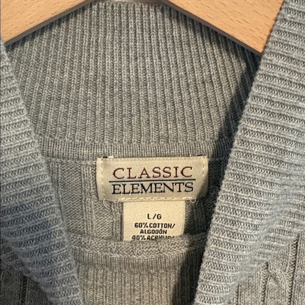 Classic Elements Preppy Light Gray Cable Mock Nec… - image 2